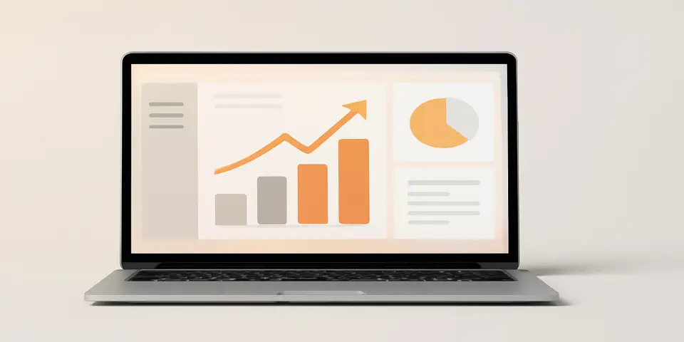 Laptop screen displaying outsourcing ROI dashboards and analytics