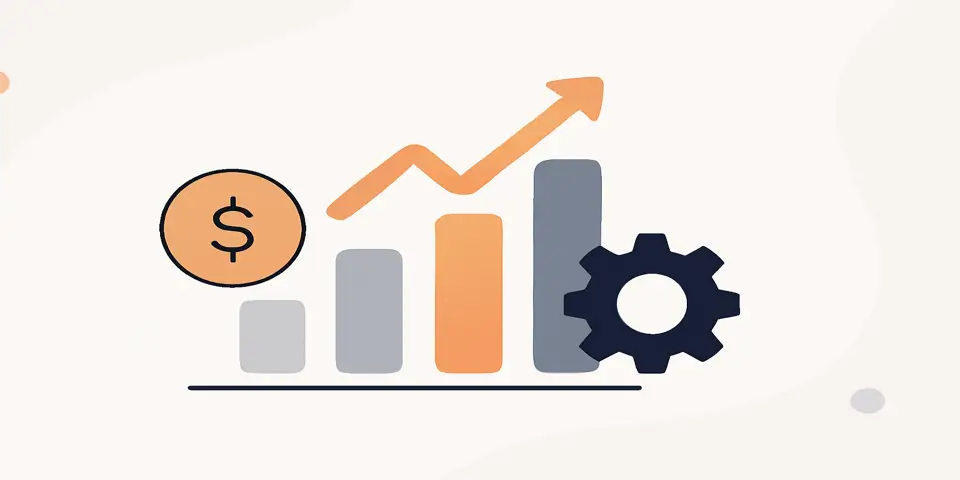 Abstract outsourcing and ROI concept with gradients and minimal icons