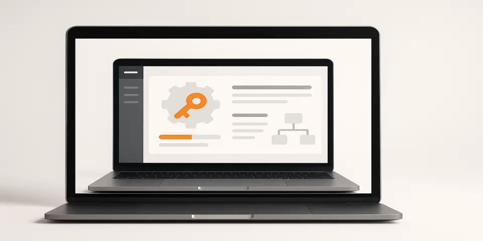 Laptop screen displaying outsourcing strategy dashboards