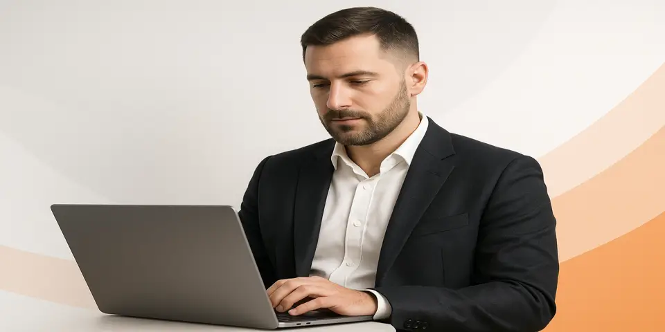 Financial expert using AI-powered dashboard for business analysis.