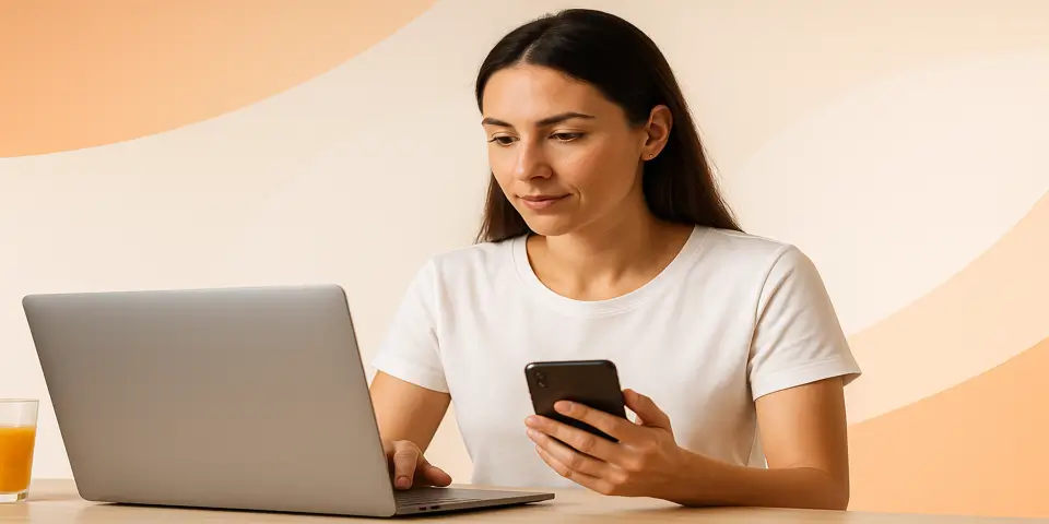 Professional using AI dashboard for digital marketing analysis.