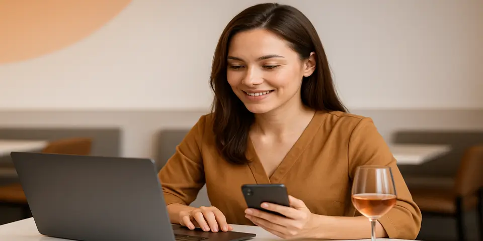 Developer analyzing restaurant website design for user engagement.