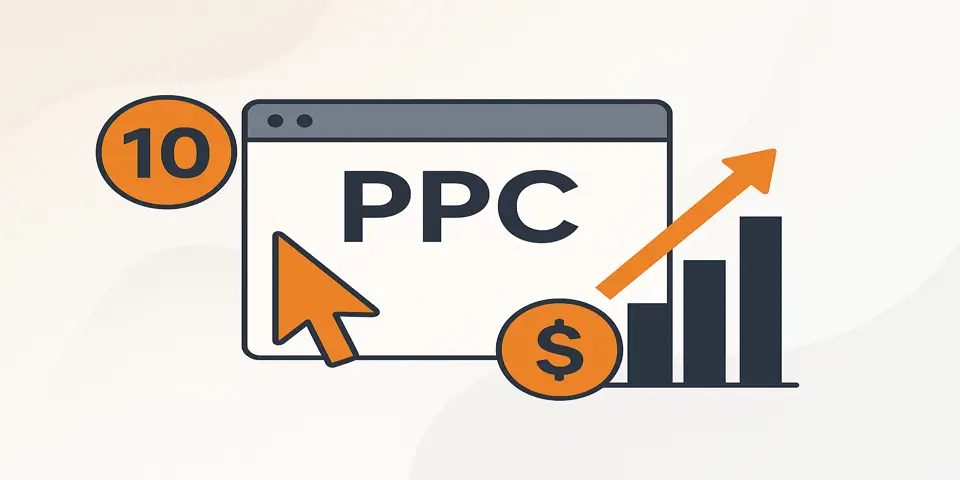 Abstract gradient background symbolizing digital marketing efficiency.