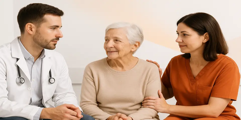 Healthcare team collaborating with AI for better patient care.