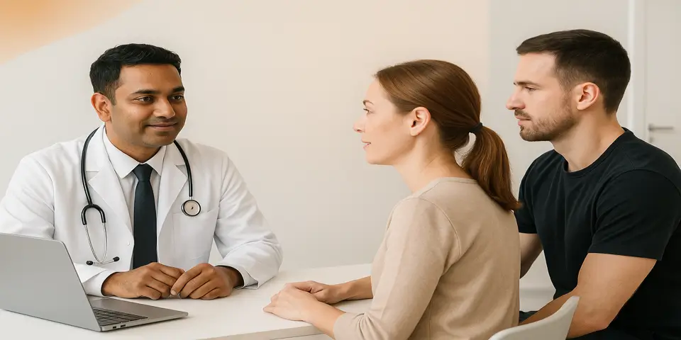 Doctors and IT professionals collaborating on hospital web systems.