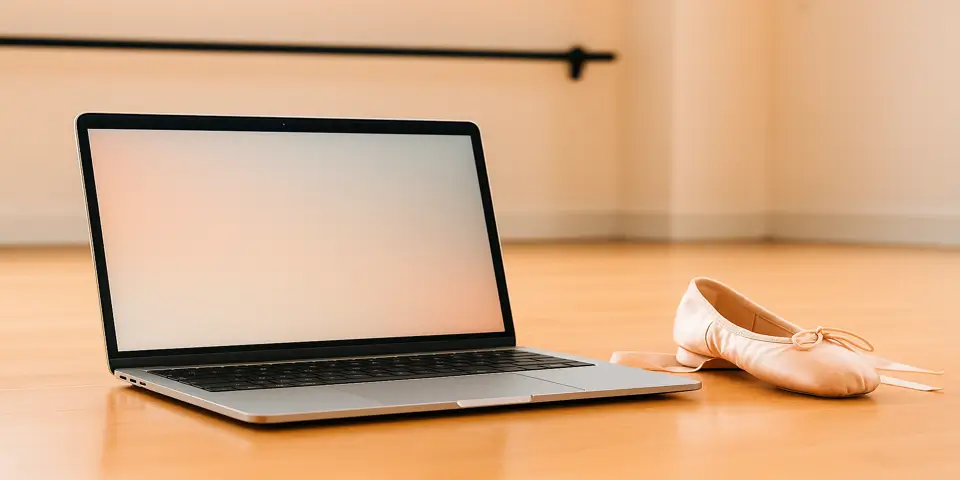 Laptop displaying AI-driven analytics and performance charts.