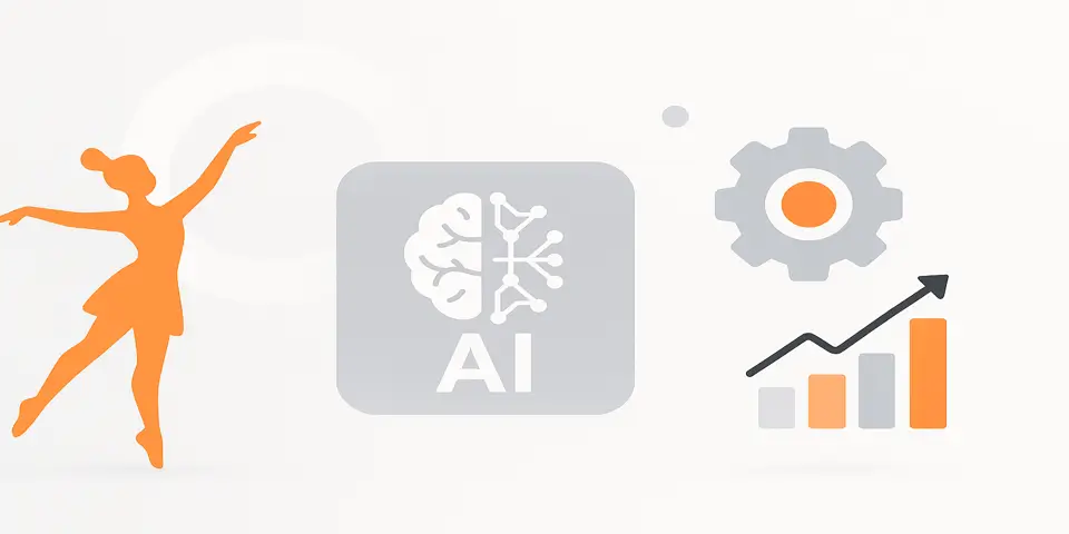 Soft gradient background with modern digital elements illustrating AI-powered creativity.