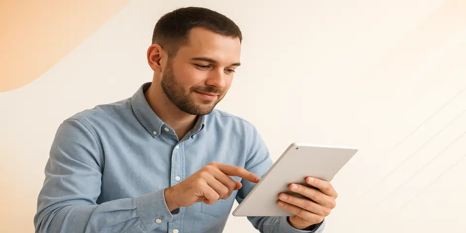 Professional analyzing digital engagement metrics on a device.