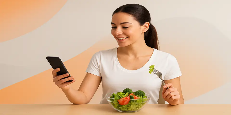 Professional reviewing performance data related to wellness or nutrition services.