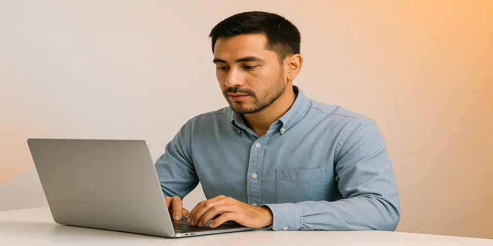 Professional analyzing PPC metrics on a laptop for campaign optimization