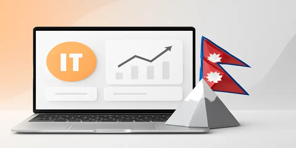 Laptop displaying IT solutions for enhancing business growth in Nepal.