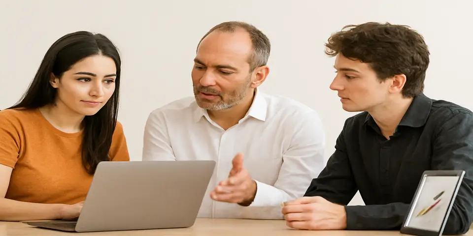 Professionals collaborating on a whitelabel digital marketing strategy.