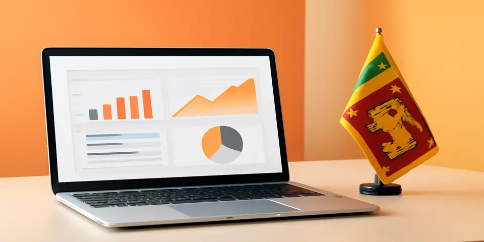 Laptop displaying analytics and performance charts for outsourcing efficiency.