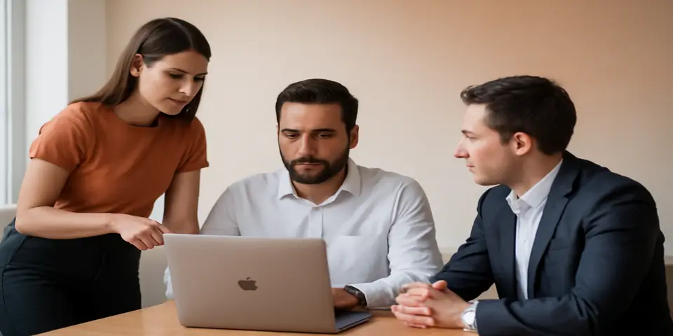 Professionals discussing outsourced business operations for improved efficiency.