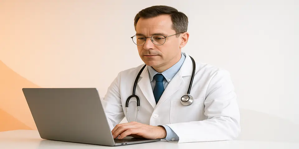 Psychiatrist using digital tools to enhance patient diagnosis and engagement.