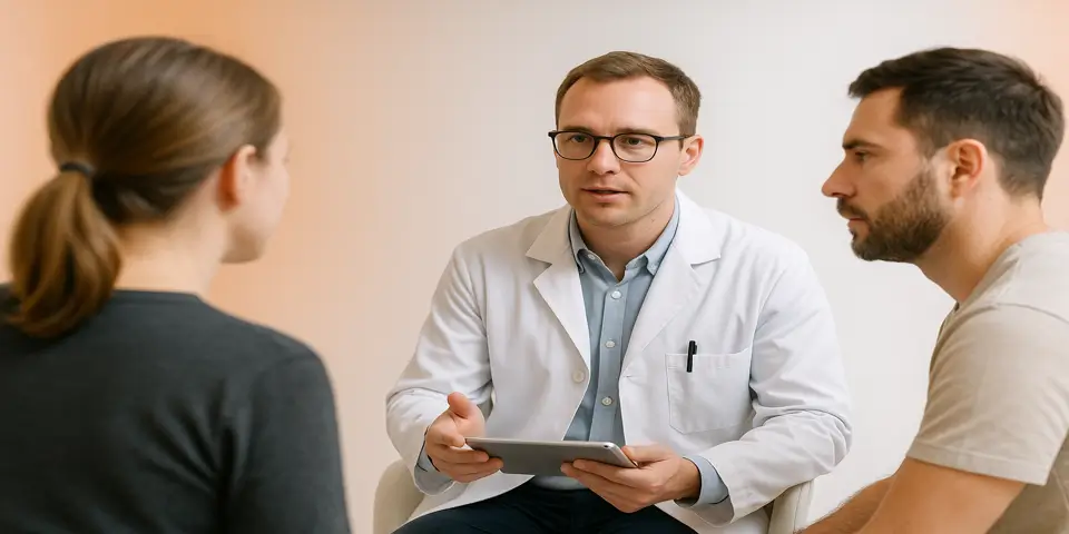 Team of specialists discussing AI-powered rehabilitation strategies.