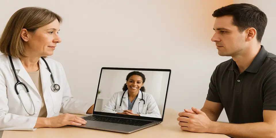 Team collaborating on digital transformation strategies in telehealth.