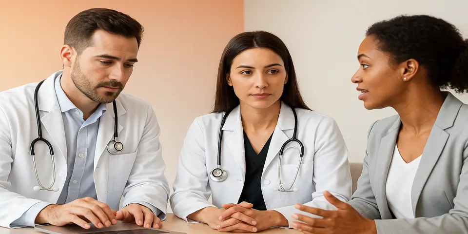 A small team collaborating on digital strategy improvements to enhance professional service outcomes.