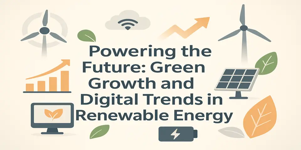 A title visual showcasing digital innovation and green energy progress.