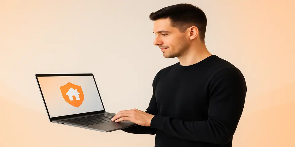 Professional reviewing security analytics on a digital device.