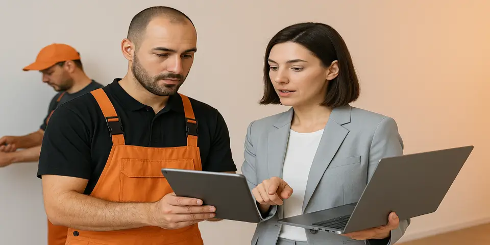 Team discussing digital strategies to improve locksmith business performance.