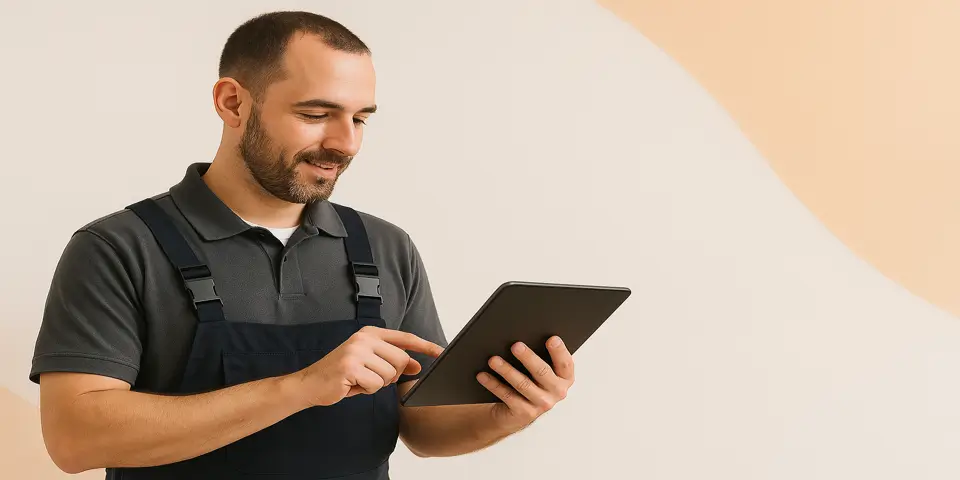 Professional reviewing web development analytics to improve service outcomes.