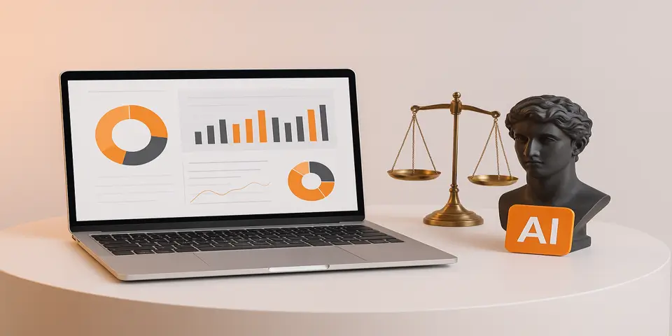 Laptop displaying analytics dashboard with charts and insights.