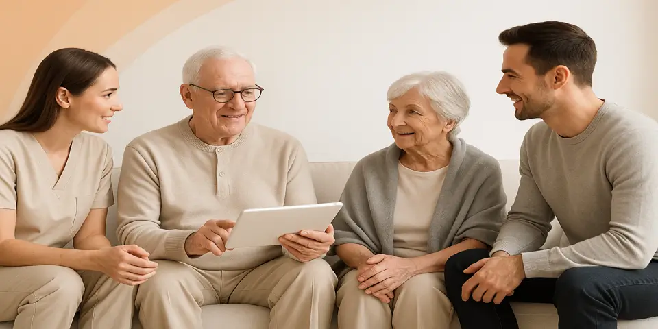 Set of hyper-real care and security icons representing modern digital support systems.