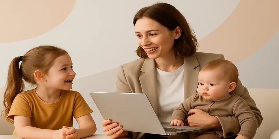 Collection of childcare and digital icons depicting improved engagement through modern marketing.