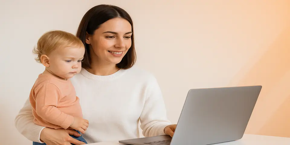 Hyper-real childcare icon representing modern, digitally supported business operations.