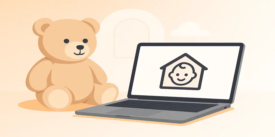 Hyper-real digital device displaying childcare-focused analytics and service insights.
