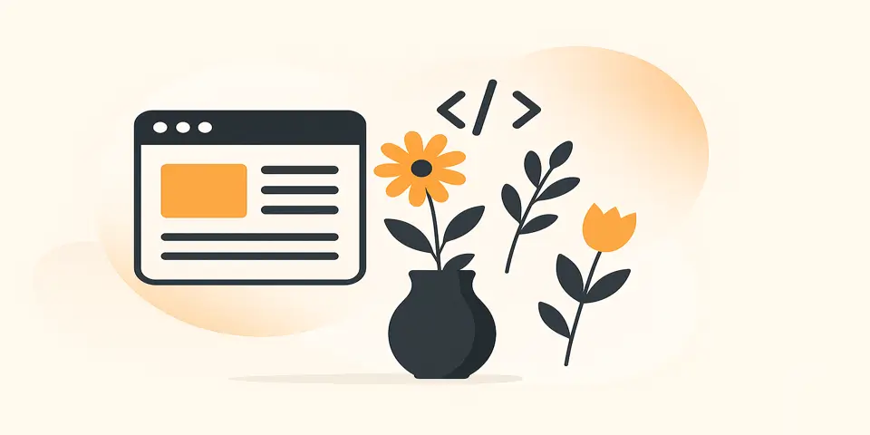 Soft gradient abstract layout with floral accents and clean digital design elements.