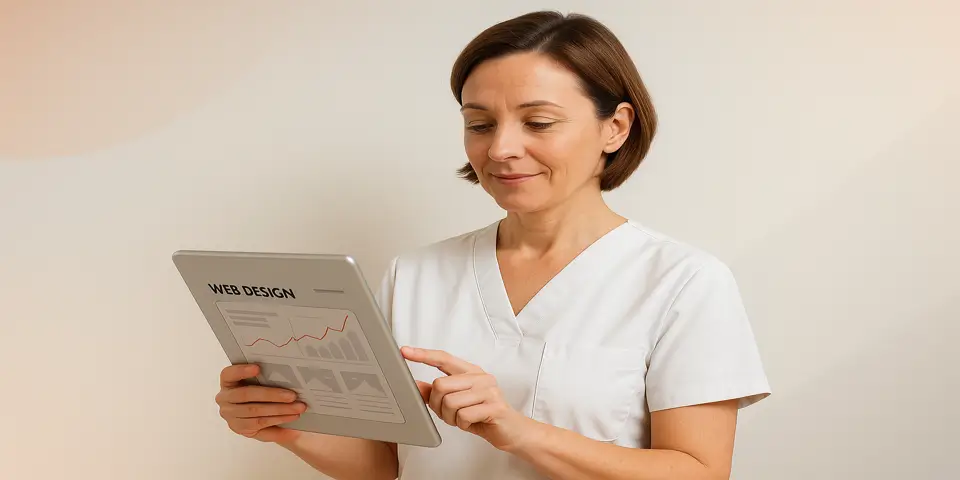 Person analyzing digital metrics and reviewing online growth tools on a device.