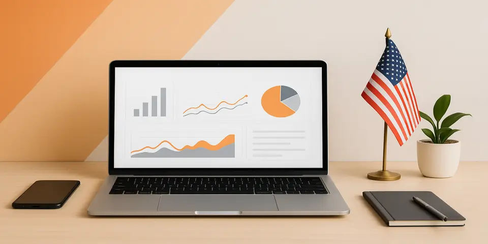 Laptop showing analytics related to B2G digital trends and strategic government engagement.