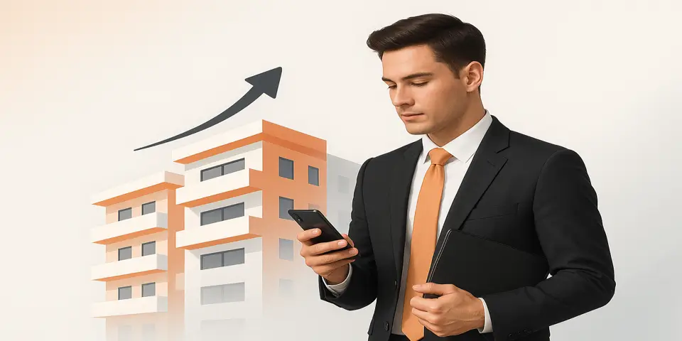 Professional analyzing growth metrics on a digital dashboard to improve apartment sales performance and strategy execution.