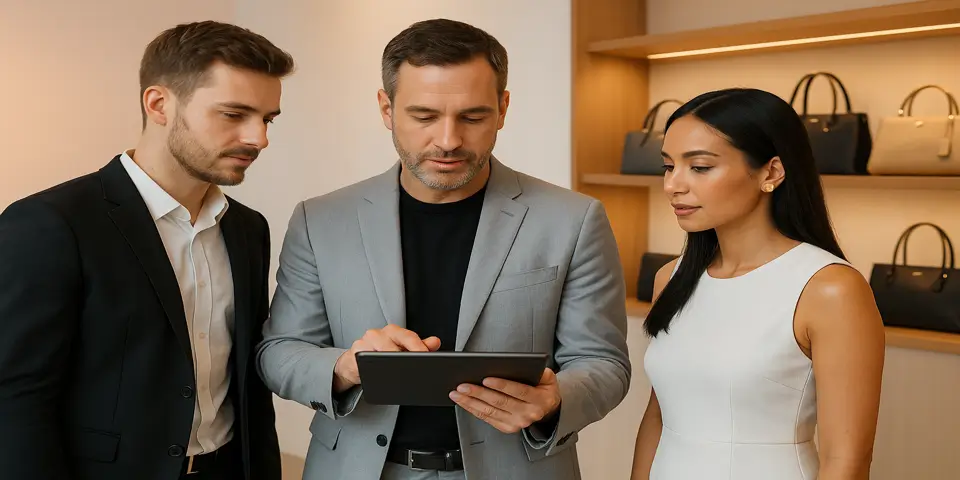 Team collaboration discussing digital growth strategy using charts and analytics in a professional workspace