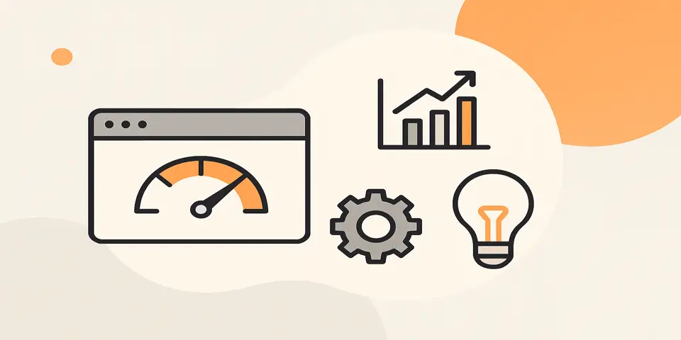 Abstract layout featuring minimal web interface elements and digital growth iconography