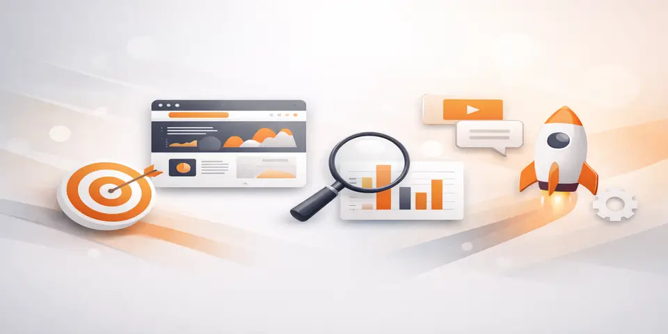 Abstract digital elements symbolizing modern web design strategy and creative brand development