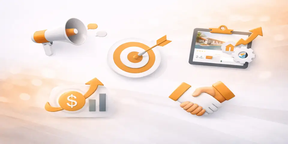 Abstract digital elements symbolizing startup visibility, analytics, and digital expansion