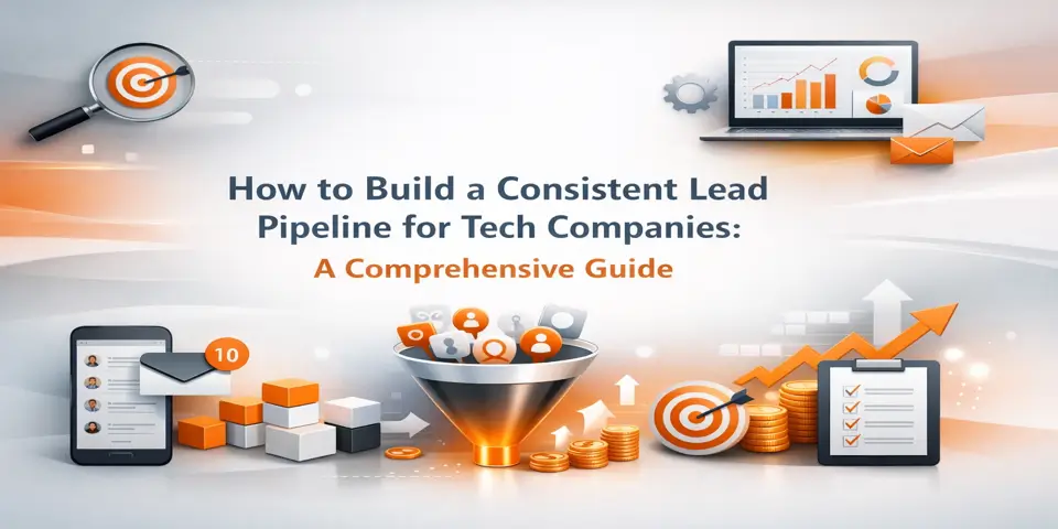 Strategic lead generation elements arranged around a centered title design