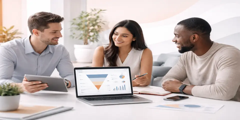 Team analyzing digital metrics to plan better lead acquisition