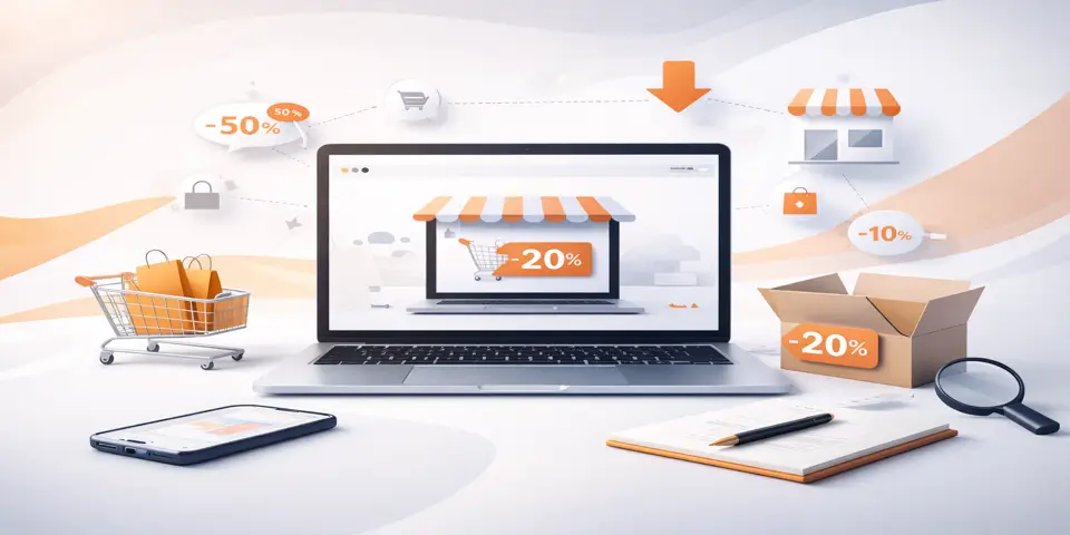 Laptop showing ecommerce analytics dashboard for sales performance