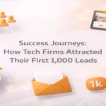 Digital growth visuals representing tech companies achieving lead generation success