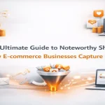 Modern ecommerce lead capture elements arranged around a centered title layout