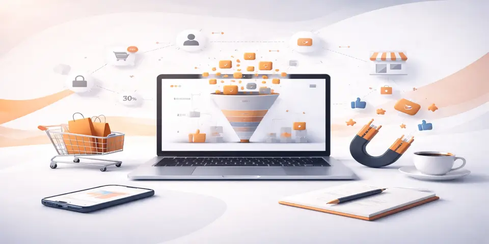 Laptop displaying ecommerce analytics showing shifting lead trends