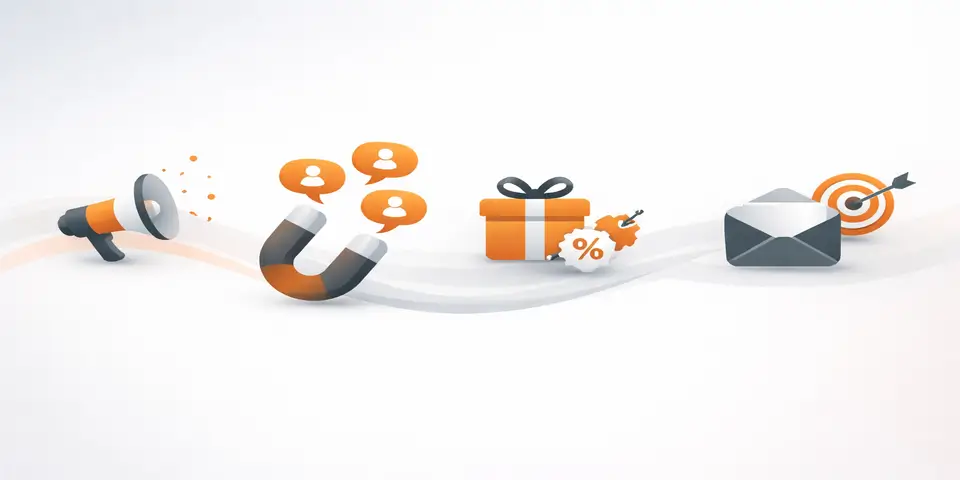 Abstract representation of digital lead generation and online growth strategy