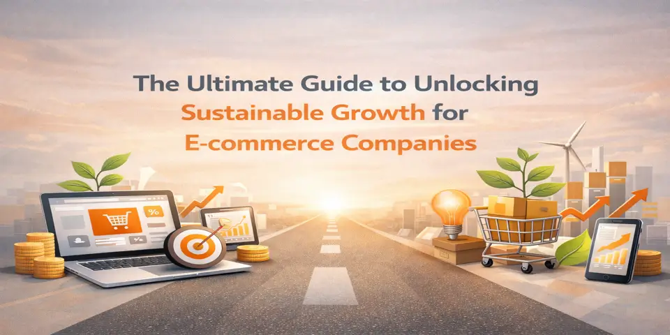 Sustainable e commerce growth strategy with digital tools and performance visuals