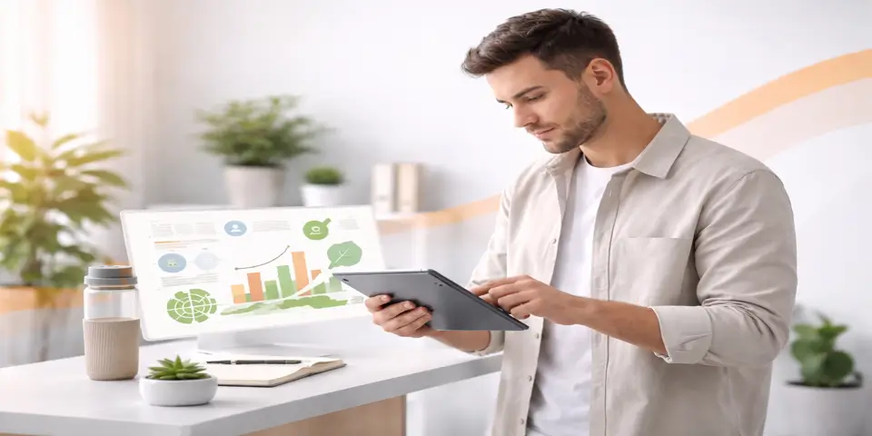 Professional analyzing growth metrics to improve sustainable e commerce performance