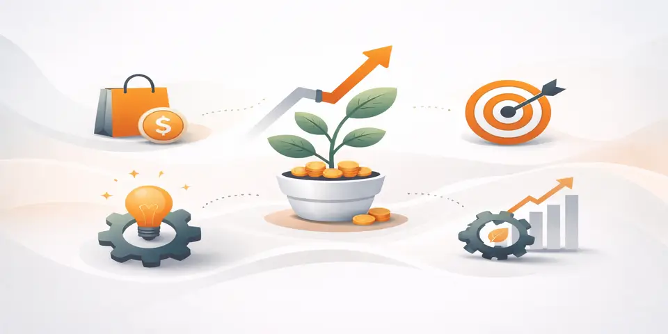 Abstract concept of sustainable growth and long term digital strategy