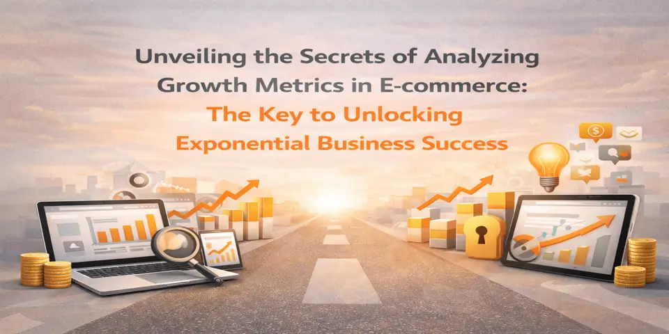 E commerce growth metrics analysis with charts and success indicators